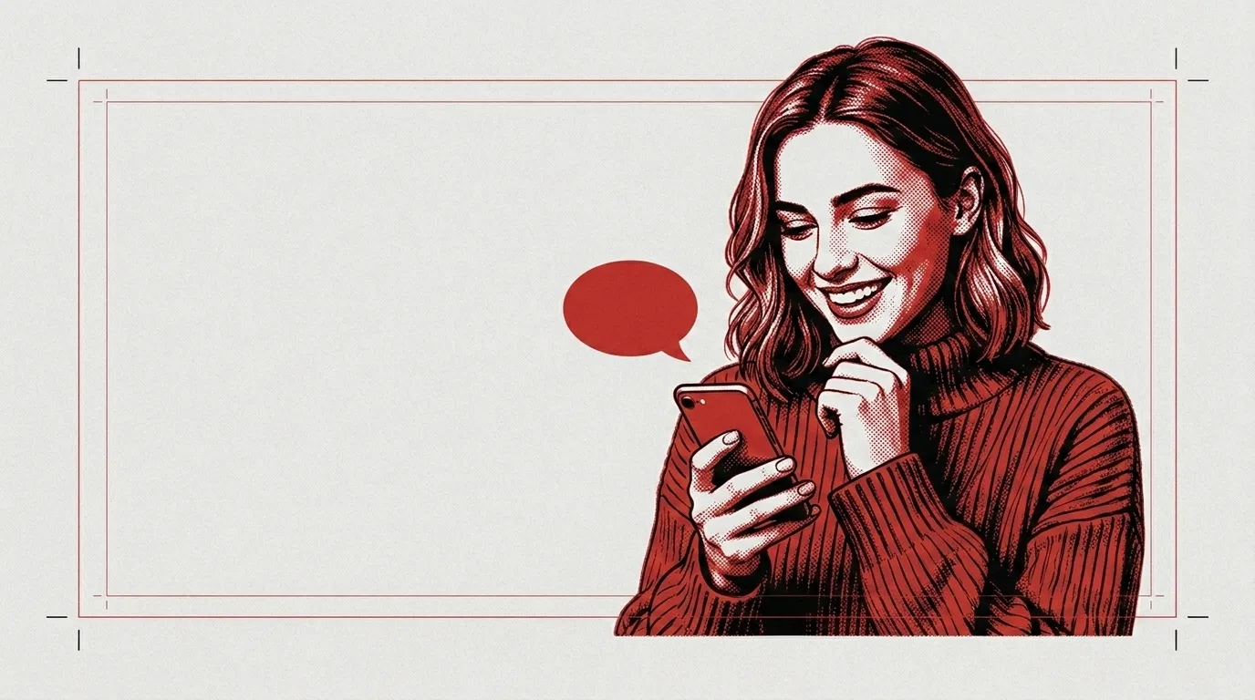 Editorial illustration of an AI companion persona
